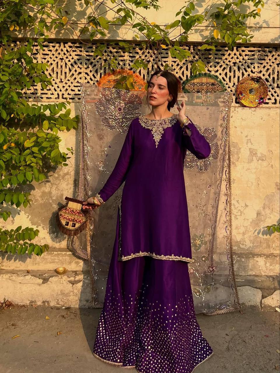 ✨ Exclusive Chinon 3-Piece Plazzo Set with Dupatta | Sequins Embroidery | Premium Quality ✨