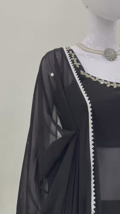 Real Mirror Work Faux Georgette Plazzo Set