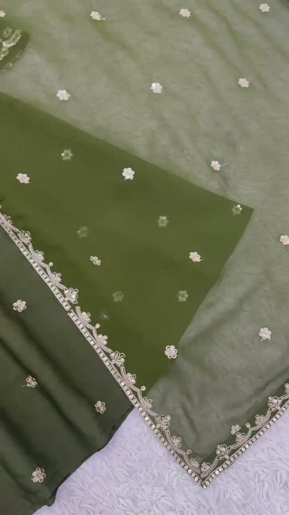 Heavy Simar  Silk Top-Sharara & Dupatta Set
