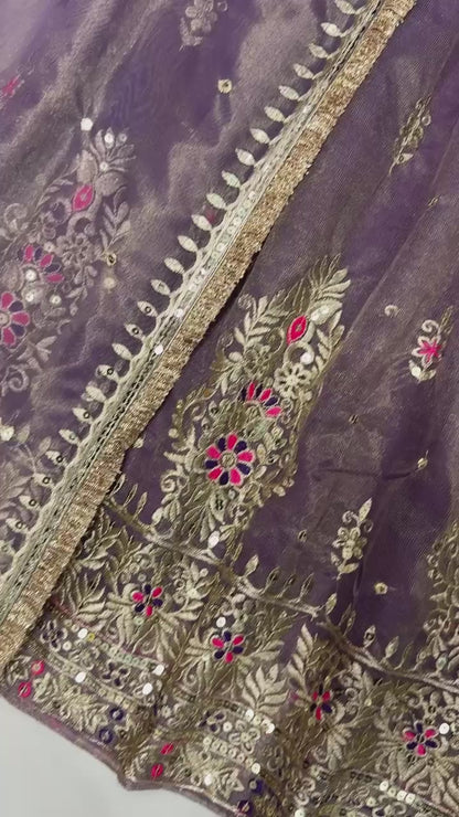 Designer Party Wear Gold Net Embroidered Top, Plazzo & Dupatta Set | Premium Wedding & Festive Outfit