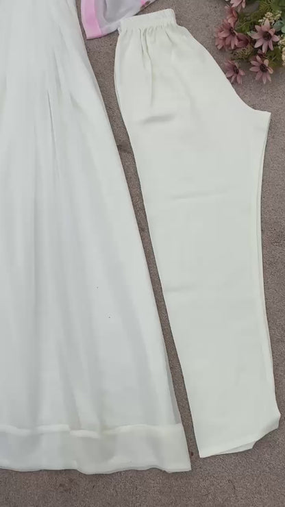 Designer Embroidered Georgette Gown Set