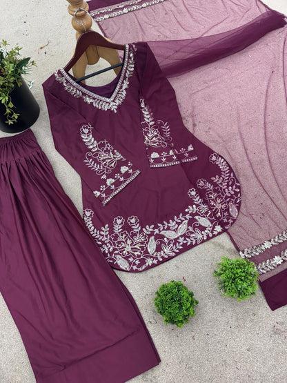 Premium Crepe Silk Embroidered Set