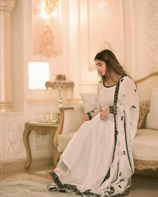 Designer Embroidered Georgette Gown with Dupatta