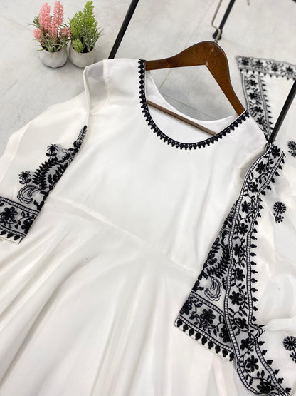 Designer Embroidered Georgette Gown with Dupatta