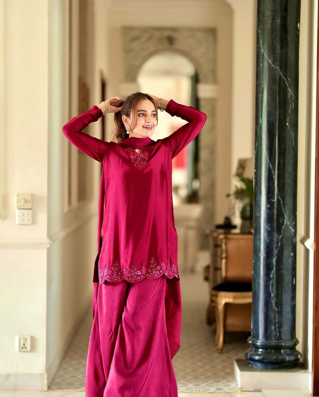 Premium Crepe Silk Embroidered Kurti Set