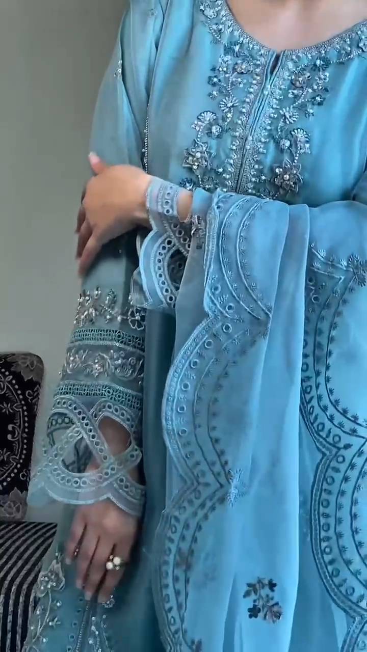 ✨ Premium Designer Georgette Suit Set with Pant & Embroidered Dupatta ✨
