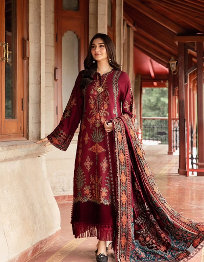 ✨ Designer Embroidered Roman Silk Suit with Pant & Dupatta