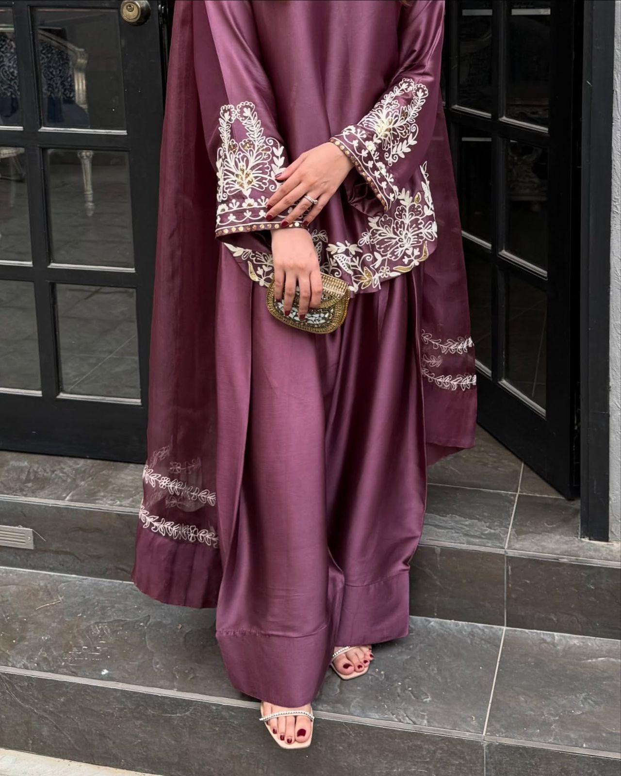 Premium Crepe Silk Embroidered Set