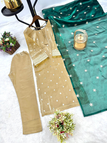 3-Piece Embroidered Kurti Set – Jimmy Choo Silk