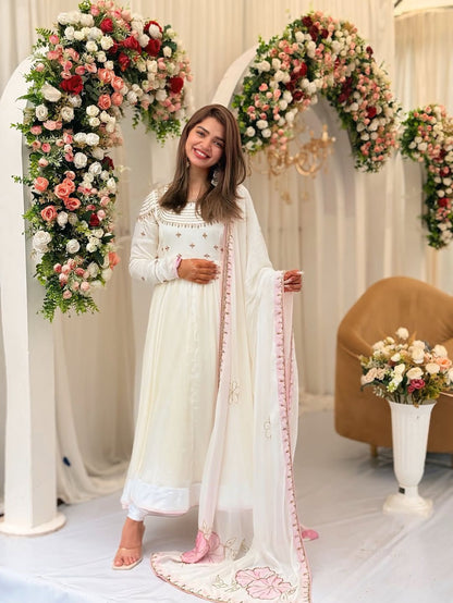 Designer Embroidered Georgette Gown Set