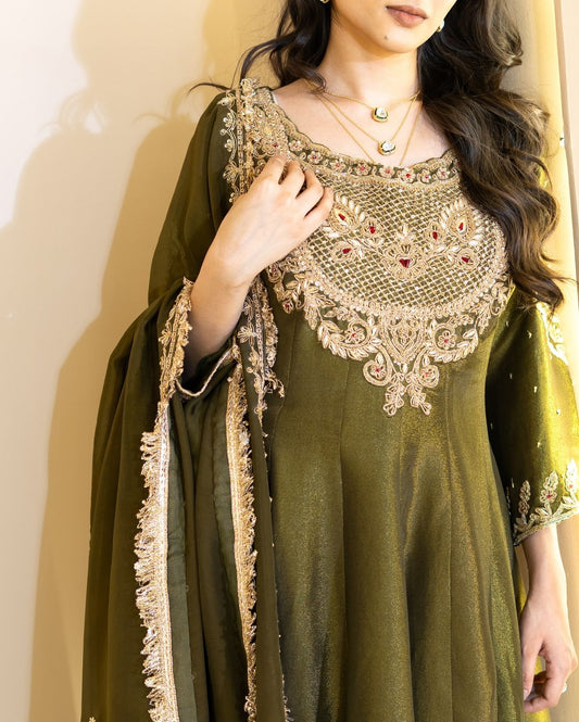 Heavy Simar  Silk Top-Sharara & Dupatta Set
