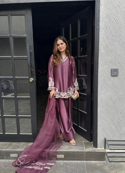 Premium Crepe Silk Embroidered Set