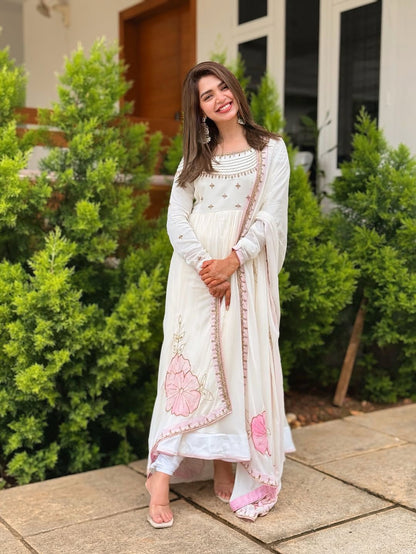 Designer Embroidered Georgette Gown Set