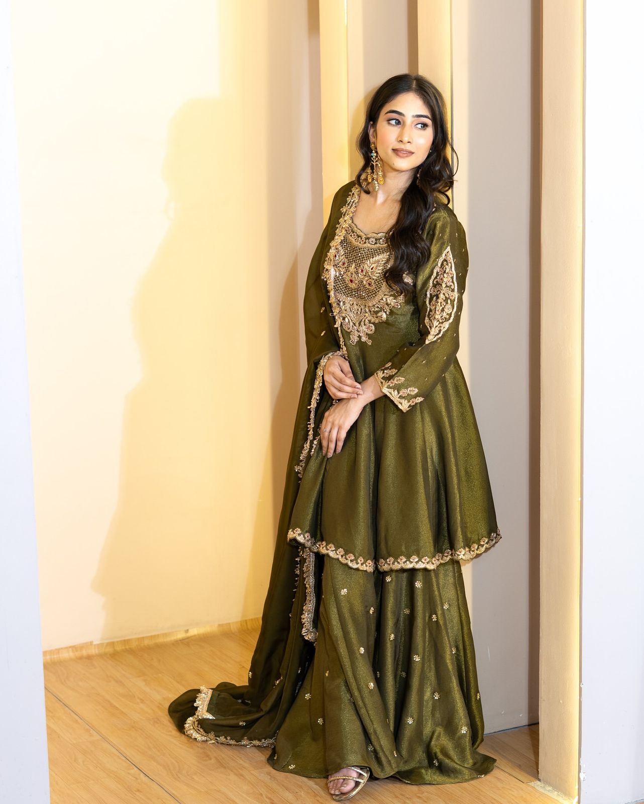 Heavy Simar  Silk Top-Sharara & Dupatta Set