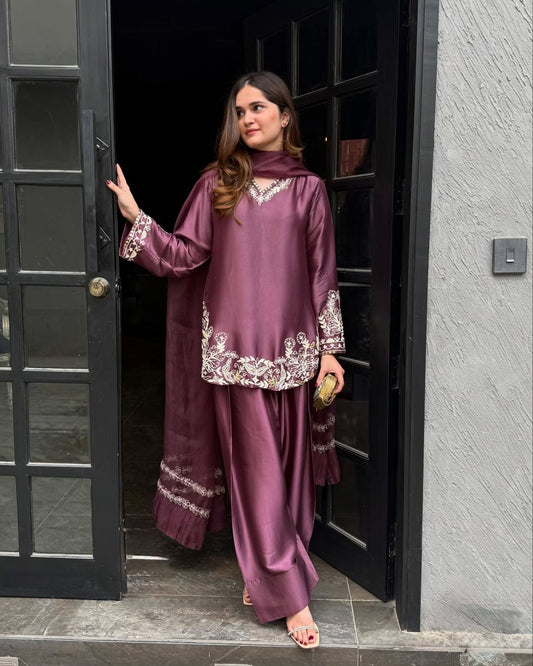 Premium Crepe Silk Embroidered Set