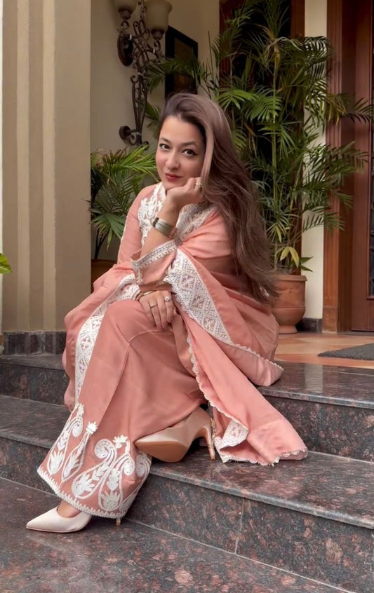 Designer Dull Satin Silk Palazzo Suit Set