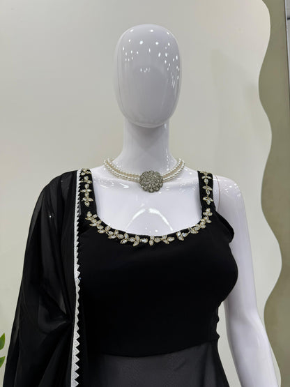 Real Mirror Work Faux Georgette Plazzo Set