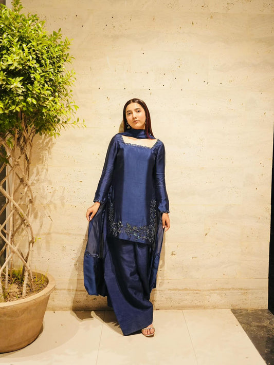 Natural Crepe Silk Embroidered Suit Set – Ready to Wear