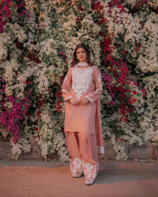 Designer Dull Satin Silk Palazzo Suit Set