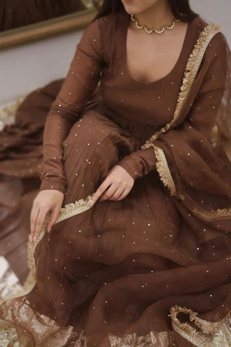 Designer Moti Work Gown Set with Dupatta – Ready to Wear