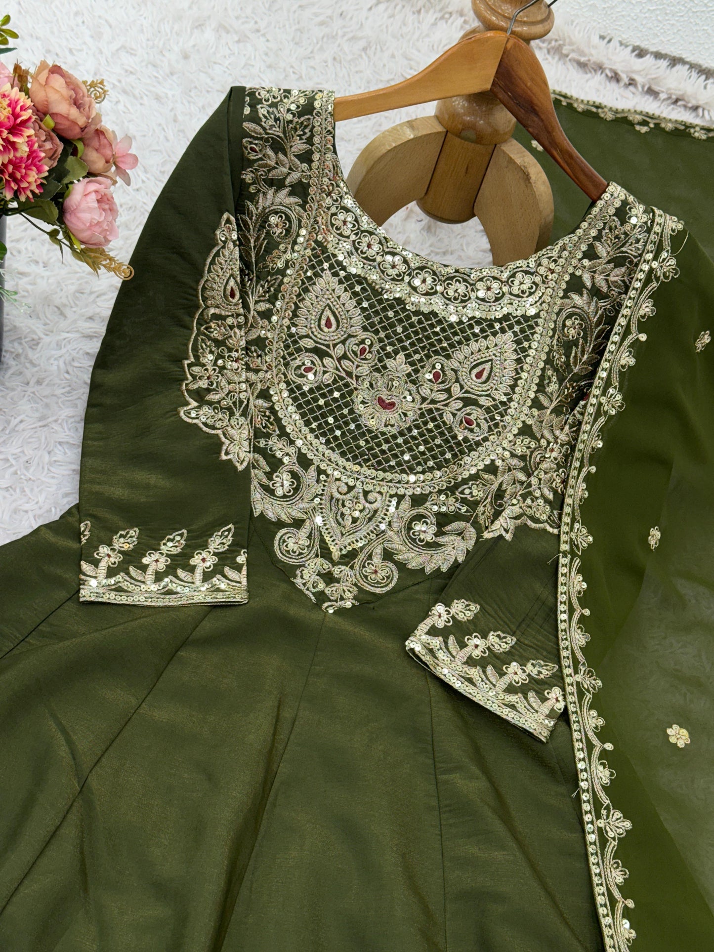 Heavy Simar  Silk Top-Sharara & Dupatta Set