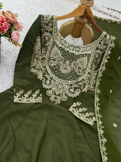 Heavy Simar  Silk Top-Sharara & Dupatta Set