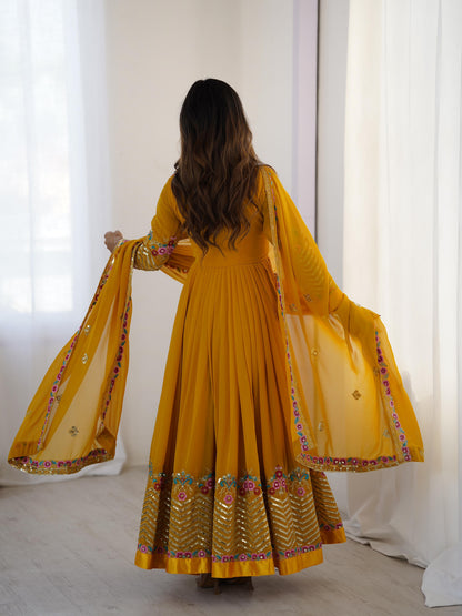 Heavy Designer Party Wear Gown Set – Embroidered Georgette