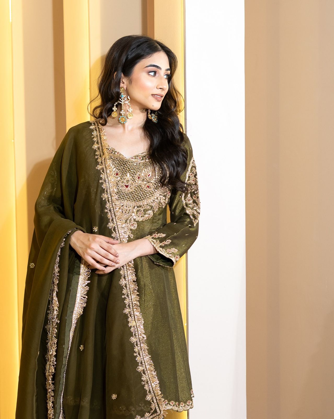 Heavy Simar  Silk Top-Sharara & Dupatta Set