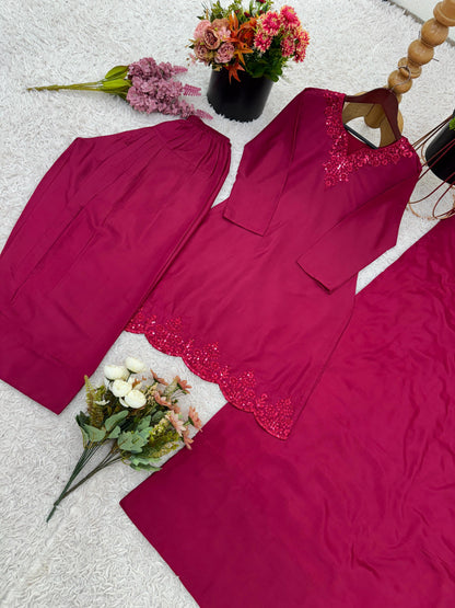 Premium Crepe Silk Embroidered Kurti Set